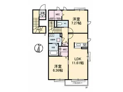 エスタシオン三次(2LDK/2階)の間取り写真