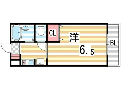 ステュディオ灰塚(1K/1階)の間取り写真