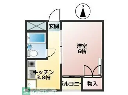 サンケンパレス東伏見駅前(1K/4階)の間取り写真