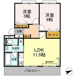 オークマンション(2LDK/3階)の間取り写真