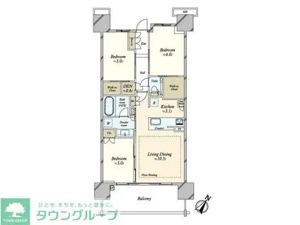 シティテラス新小岩(3LDK/10階)の間取り写真
