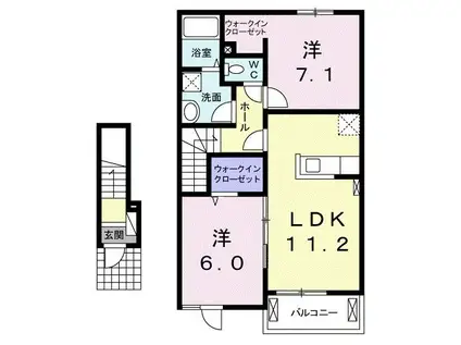 カームリーII(2LDK/2階)の間取り写真