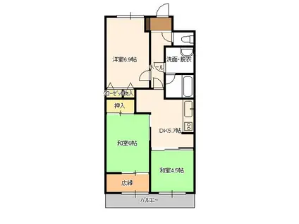 ダイアパレス大川前(3DK/7階)の間取り写真