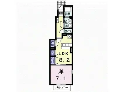 ボニートブリッサ(1LDK/1階)の間取り写真