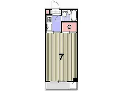 フレーズII(1K/3階)の間取り写真