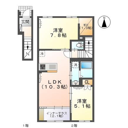 G.T.II(2LDK/2階)の間取り写真