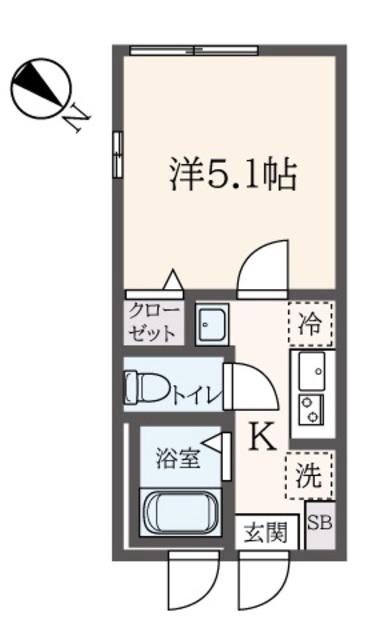 CASA二俣川(1K/1階)の間取り写真