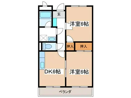 レジデンスセルーリア伊藤(2DK/3階)の間取り写真