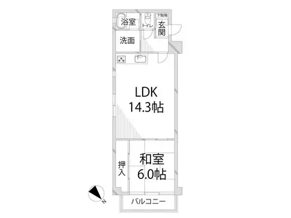 キャッスルコート辻井(1LDK/1階)の間取り写真