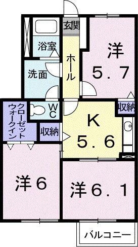 ファミールHAKUHOU A(3K/1階)の間取り写真