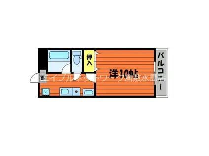 ピュアグレースマンションII(1K/3階)の間取り写真