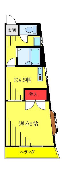 グリンデルヴァルト(1DK/3階)の間取り写真