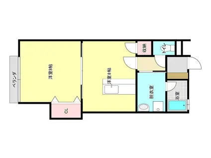ハイツK2 β(1LDK/2階)の間取り写真