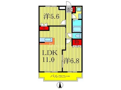 ムーンガーデン(2LDK/2階)の間取り写真