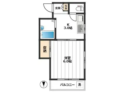 青木ビル(1K/3階)の間取り写真