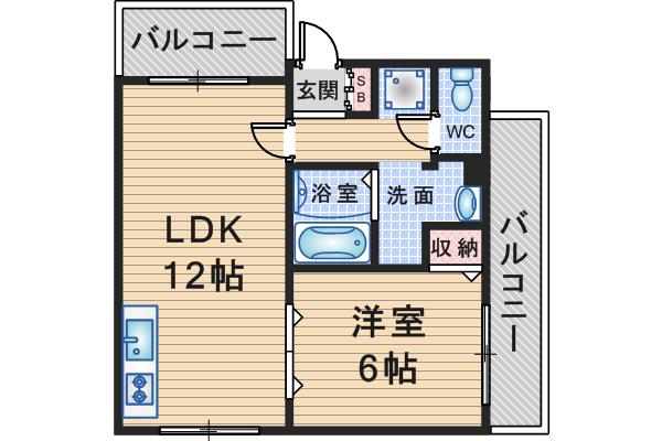 レジデンスマロン3号館(1LDK/3階)の間取り写真
