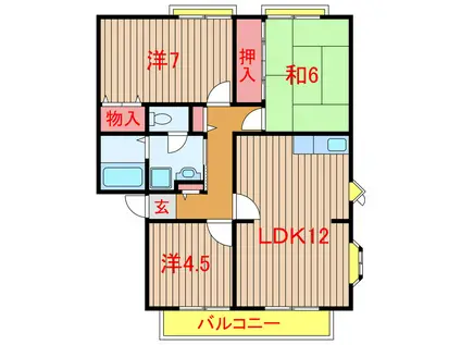 サンビレッジ船橋AJ棟(3LDK/2階)の間取り写真