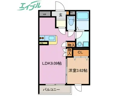 GRAND ESPOIR(1LDK/3階)の間取り写真