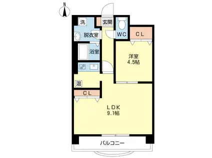 レジュイール東中通(1LDK/7階)の間取り写真