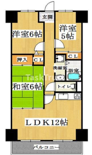 サンファースト京橋(3LDK/2階)の間取り写真