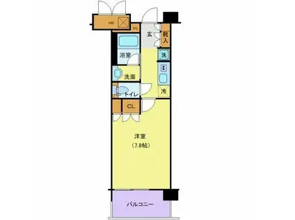 グランヴァン王子(1K/1階)の間取り写真