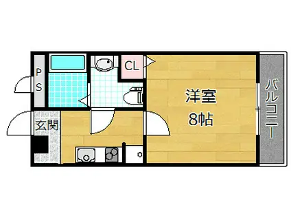 サンルモンド岡山手(1K/3階)の間取り写真