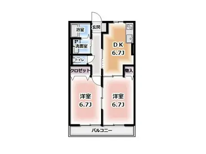 レジデンスティアラ(2DK/1階)の間取り写真