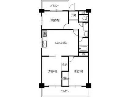 ピトレスクエア(3DK/4階)の間取り写真