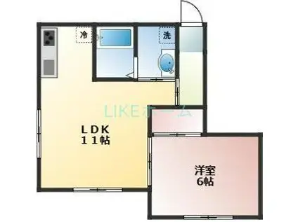 グランベールS6(1LDK/1階)の間取り写真