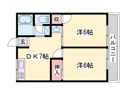 ハイツ木村(2DK/1階)の間取り写真