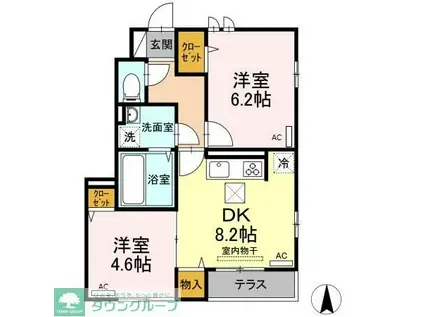 ロイジェント井荻AB棟 B棟(2DK/1階)の間取り写真