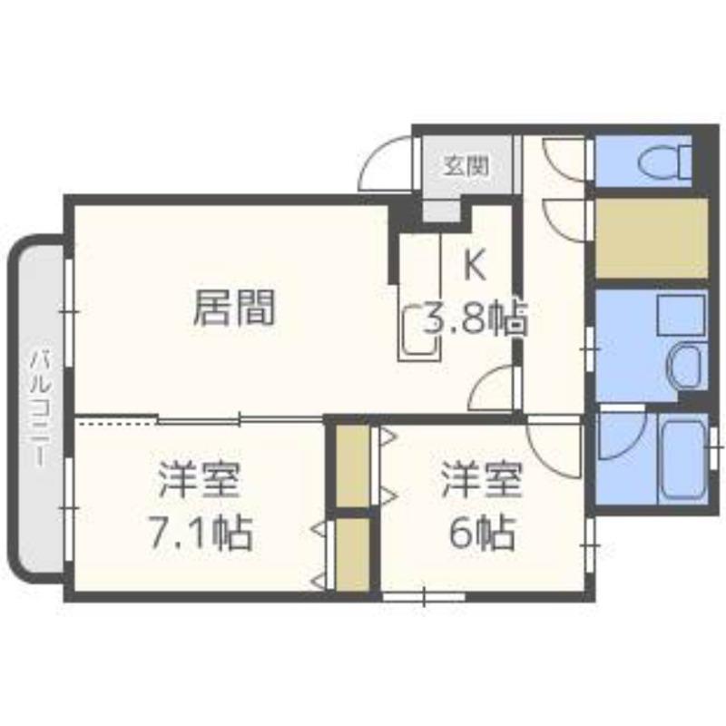グランフォート伏見(2LDK/4階)の間取り写真