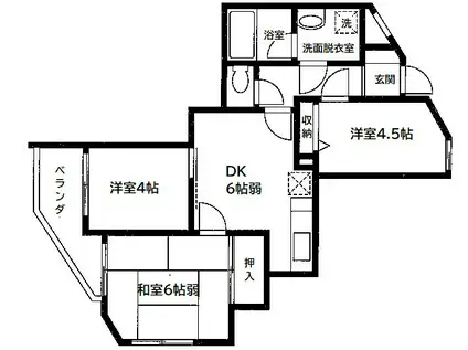 グレイス根岸(3DK/1階)の間取り写真