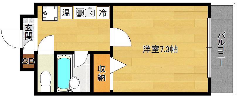 メイプル等持院(1K/1階)の間取り写真