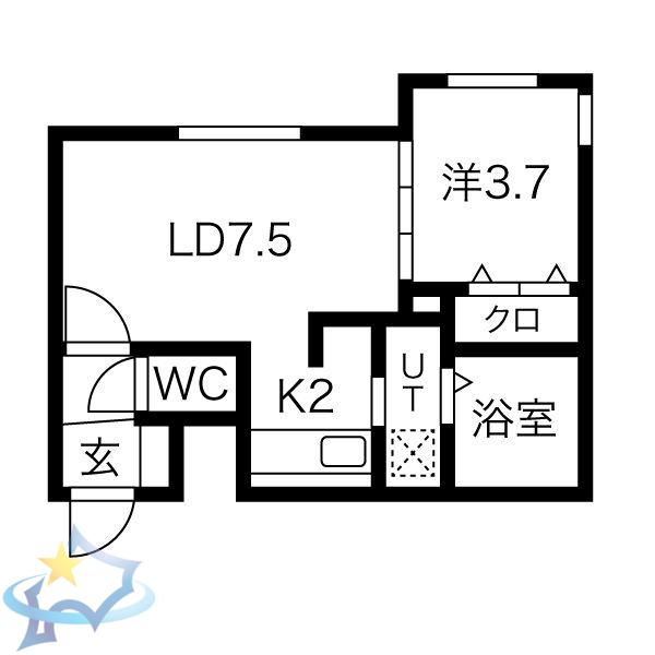 FーHOUSE発寒(1LDK/3階)の間取り写真