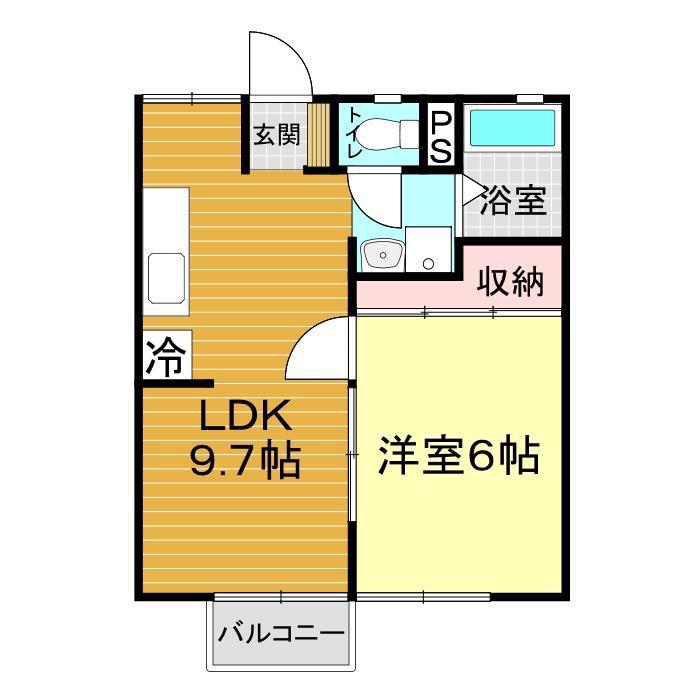 パナハイツ しもはせ(1LDK/2階)の間取り写真