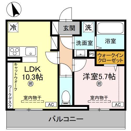 セレスティア野田II(1LDK/2階)の間取り写真