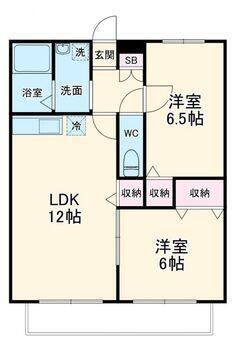 プランドールB棟(2LDK/1階)の間取り写真