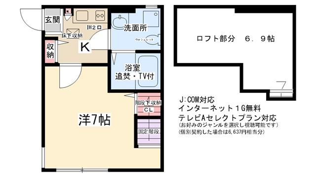 フロレスタ古淵(1K/1階)の間取り写真