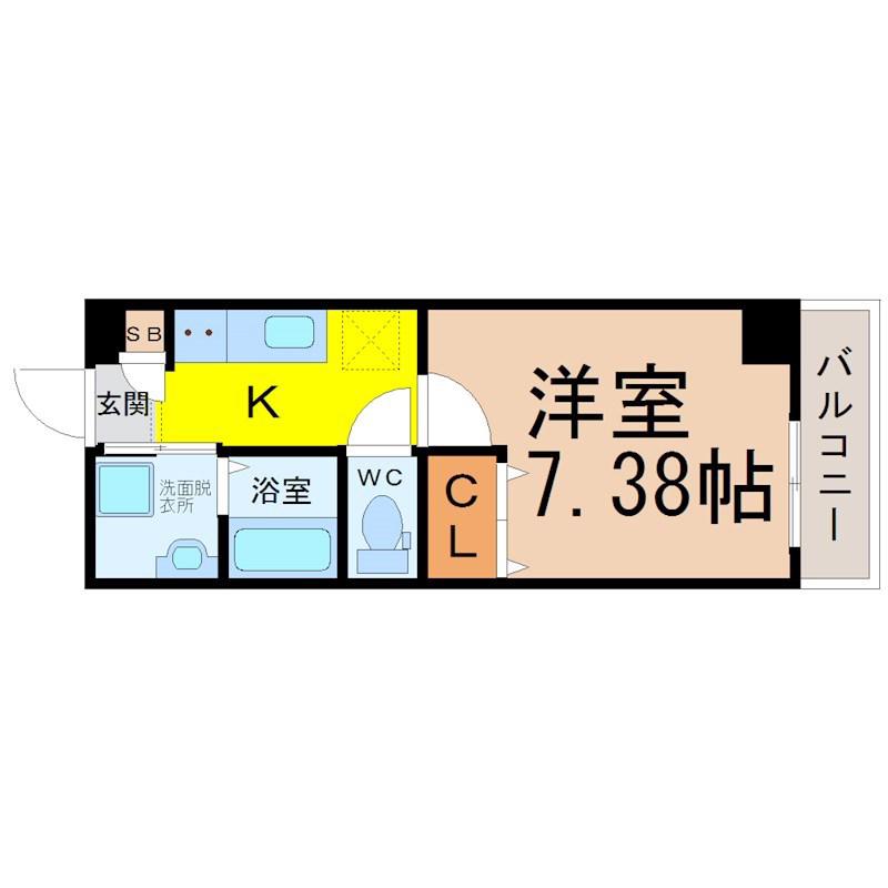 サウス VALLEY浅間(1K/4階)の間取り写真
