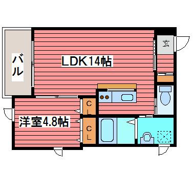 福の住家(1LDK/4階)の間取り写真