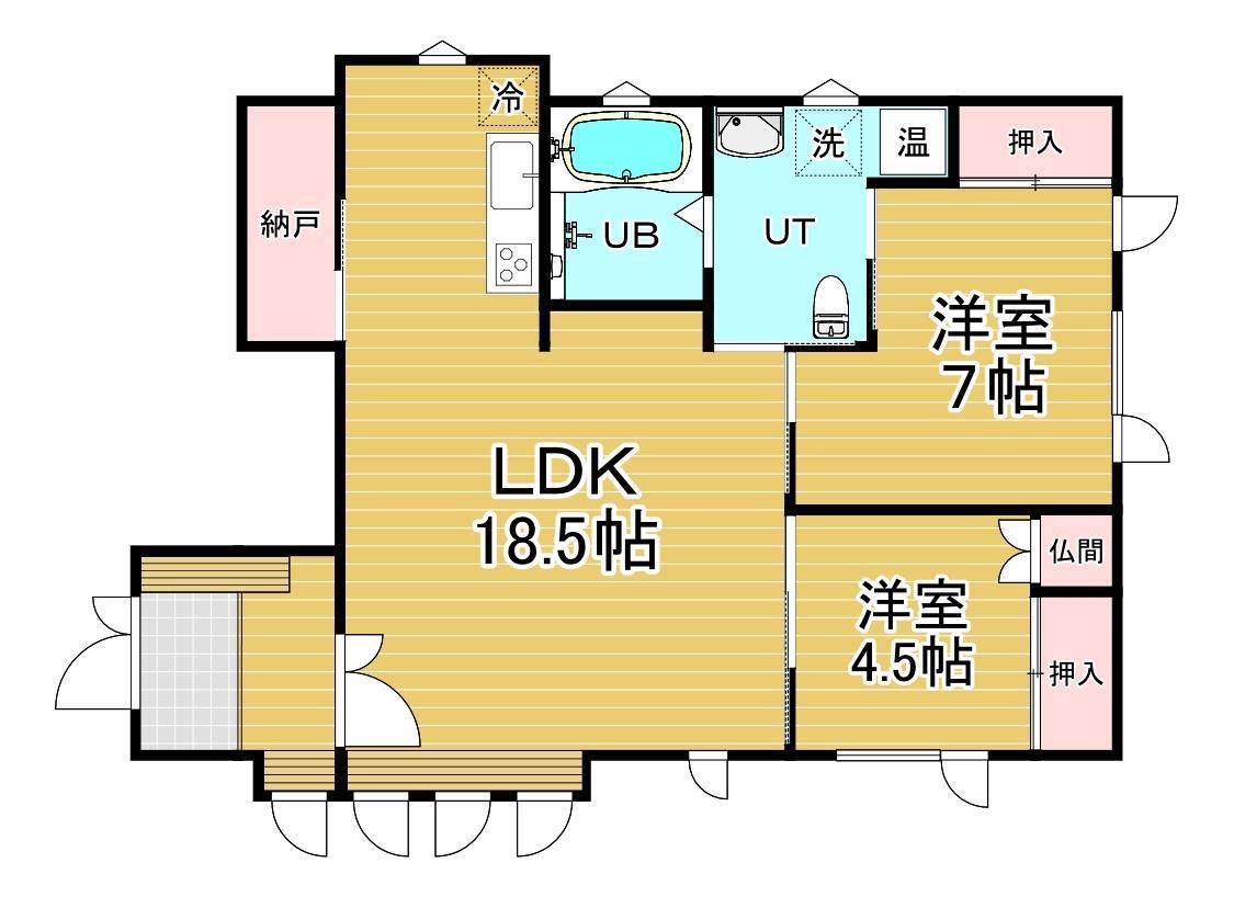 愛国西2丁目17番テラスハウス(2LDK/1階)の間取り写真