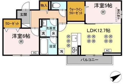 VIEORNER(2LDK/1階)の間取り写真