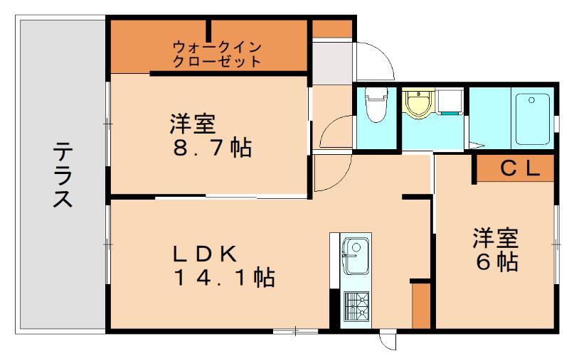 エミール篠栗E(2LDK/1階)の間取り写真