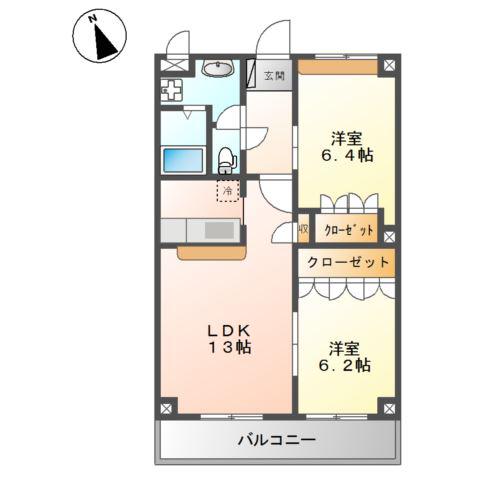 コンテント(2LDK/3階)の間取り写真