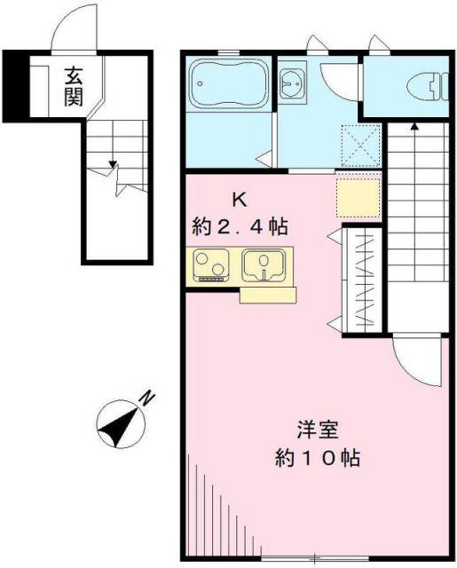ヒルズ笠原(1K/2階)の間取り写真