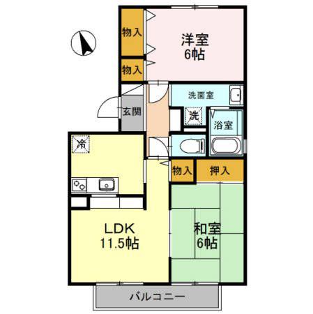 ビー・ハイブ(2LDK/2階)の間取り写真