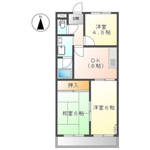 メリーハイム丹羽(3DK/2階)の間取り写真