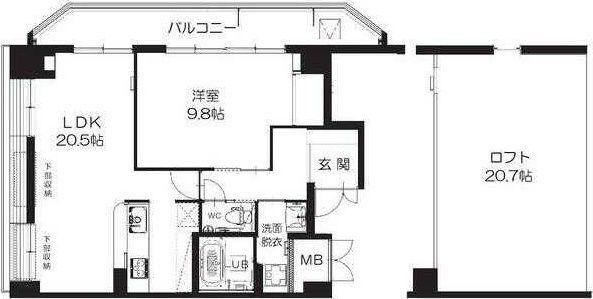 サンリット六町Ⅱ(1LDK/5階)の間取り写真