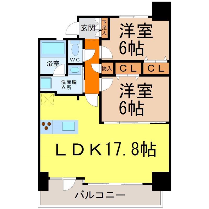 CHAYAGASAKA RISE(2LDK/9階)の間取り写真